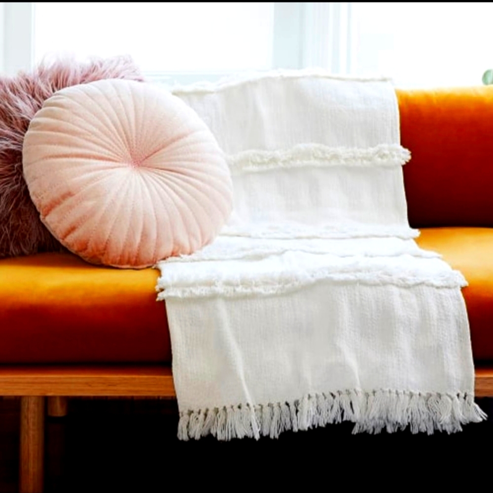 Uncommon James 100% handmade cotton Fringe throw
